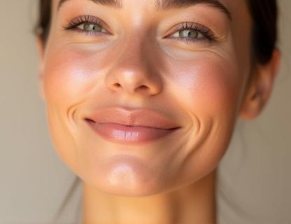 Client's face showing radiant, glowing skin after facial treatment