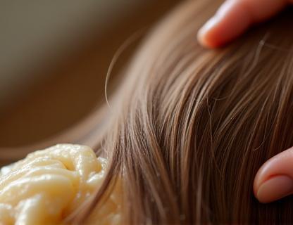 Closeup of hair receiving a deep conditioning hair spa treatment