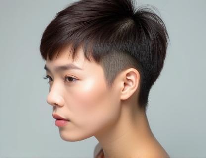 Modern short haircut with sharp lines and texture
