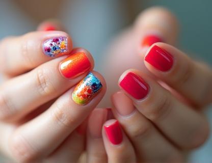 Creative and colorful nail art design on a professional manicure