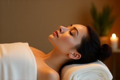 Woman relaxing during a spa massage session